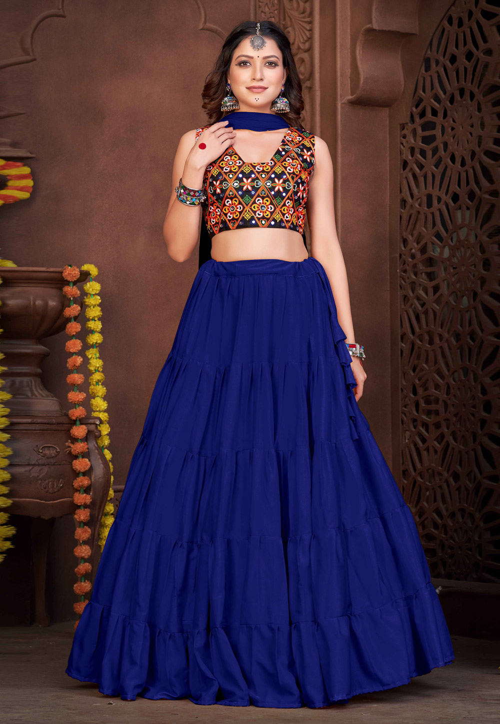 Blue Crepe Navratri Chaniya Choli 268861