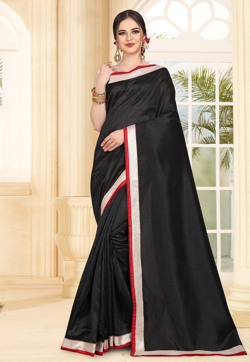 Black Art Silk Saree With Blouse 179304