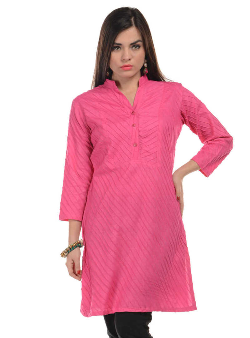 Pink Cotton Readymade Kurti 105002
