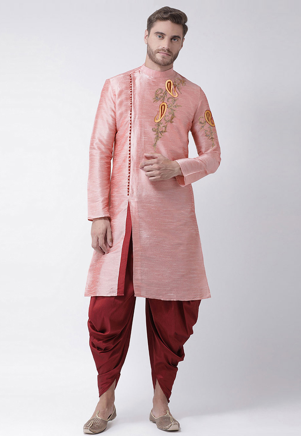 Pink Dupion Silk Dhoti Kurta 236179