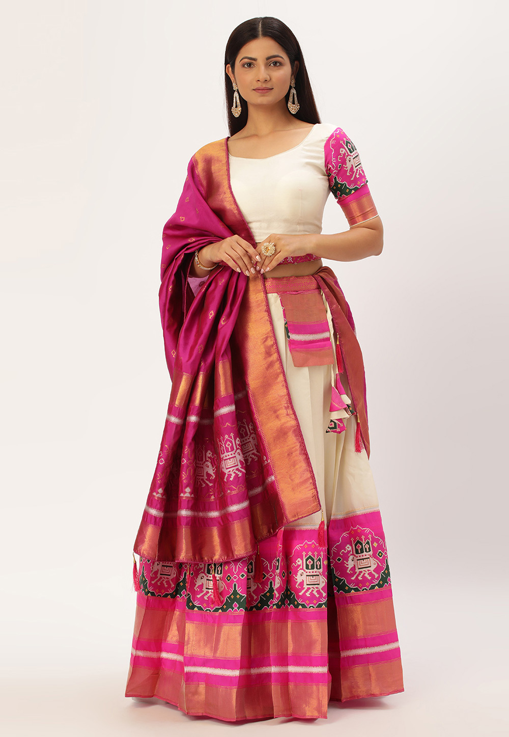 Cream Silk Circular Lehenga Choli 270097