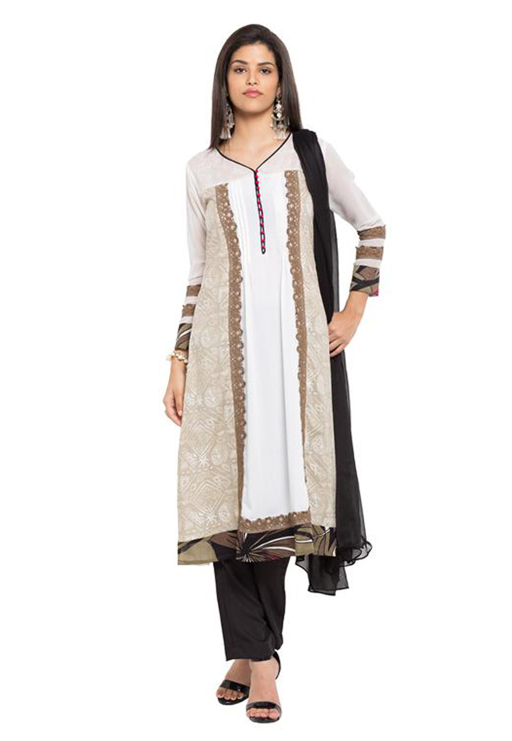 Off White Cotton Readymade Pant Style Suit 230425