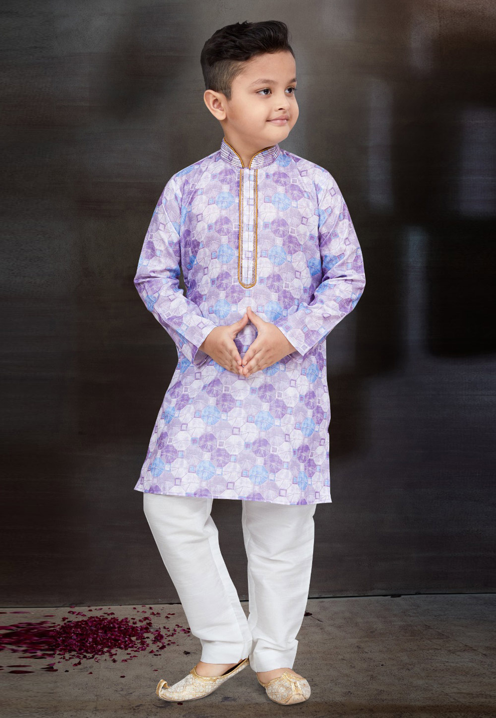 Lavender Cotton Kids Kurta Pajama 272127