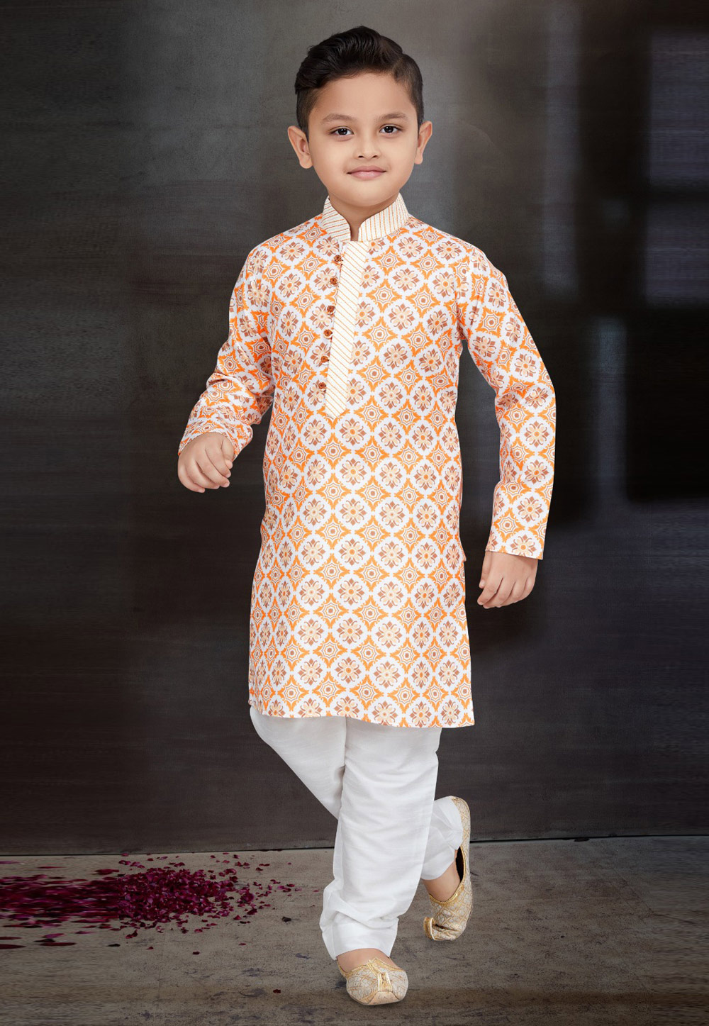 White Cotton Kids Kurta Pajama 272128