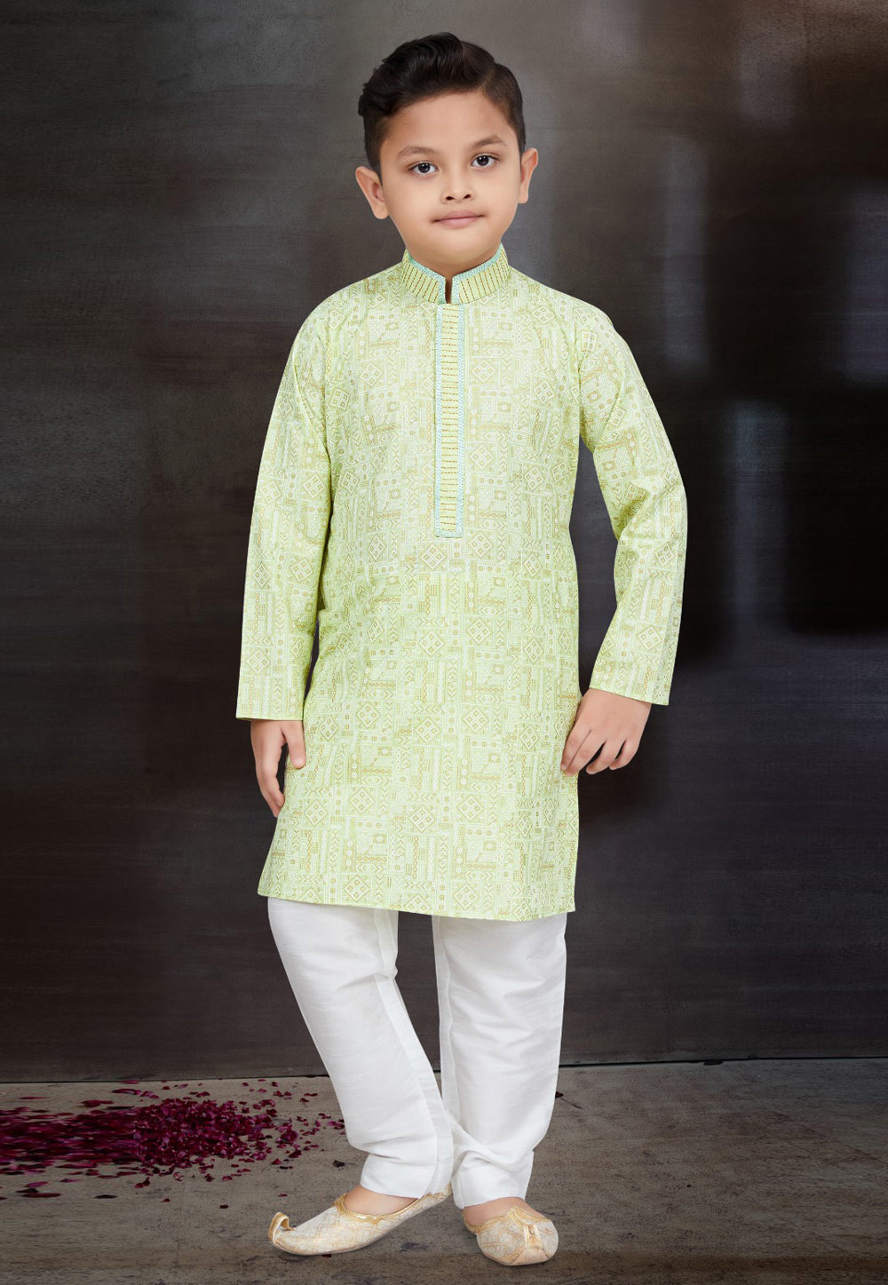 Pista Green Cotton Kids Kurta Pajama 272130