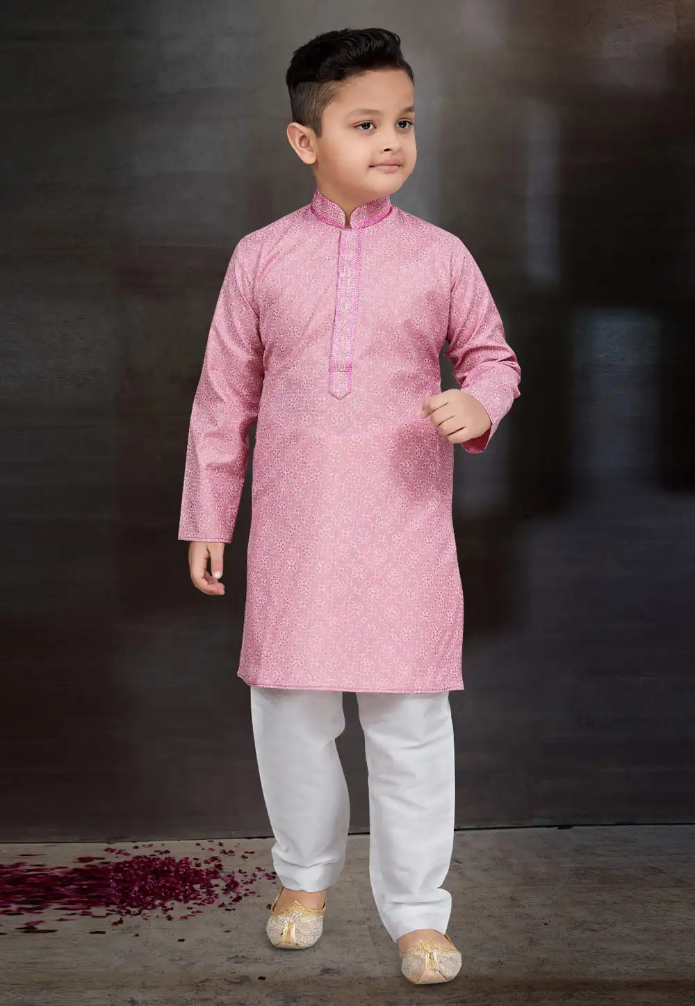 Pink Cotton Kids Kurta Pajama 272132