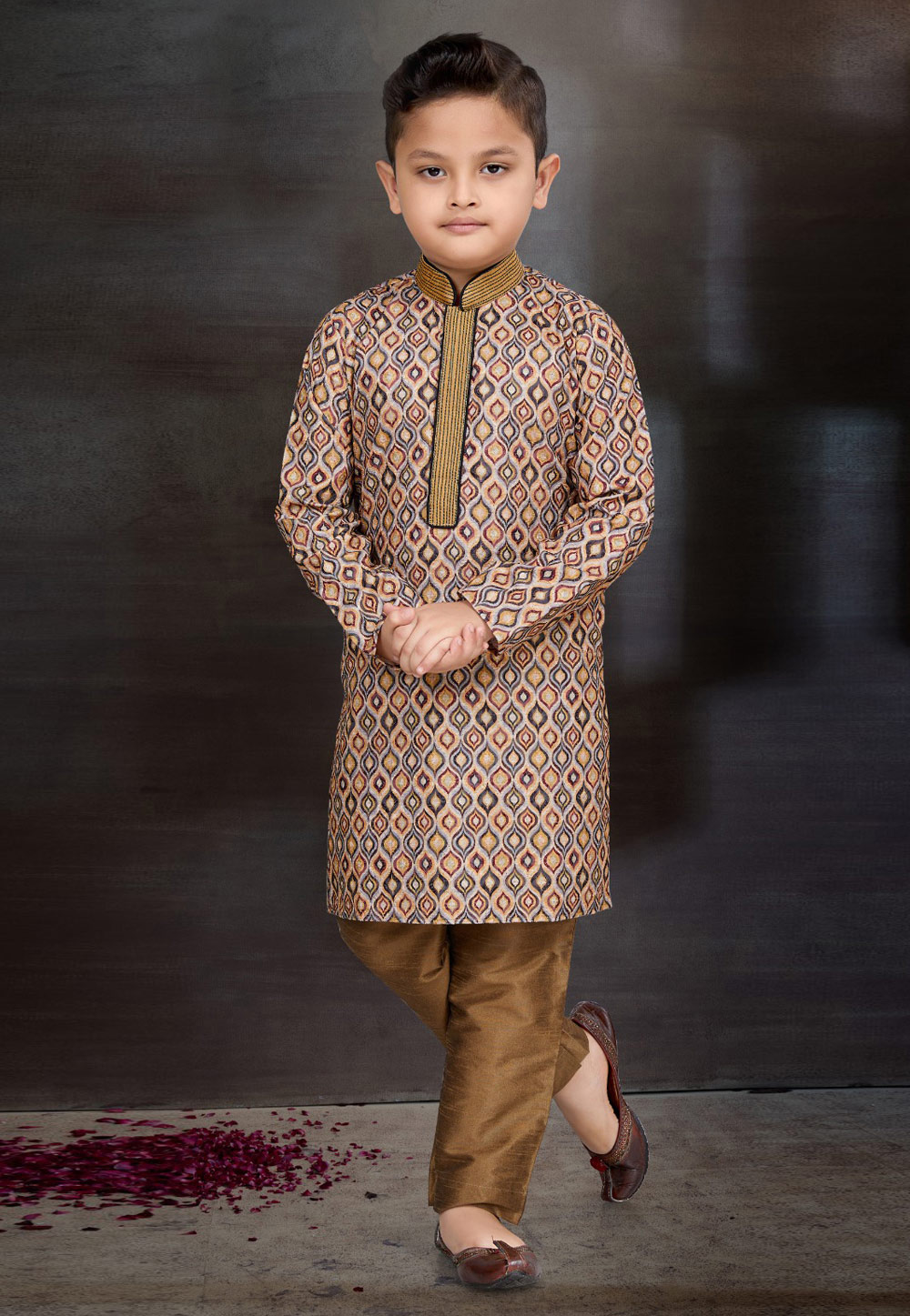 Multicolor Silk Kids Kurta Pajama 272141