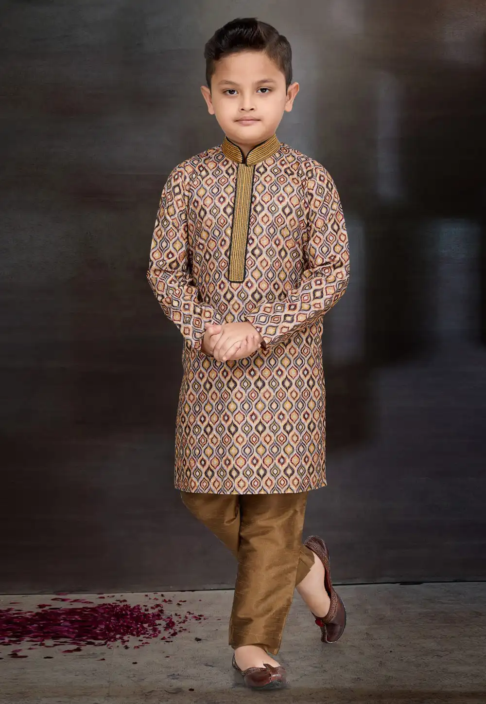 Multicolor Silk Kids Kurta Pajama 272141