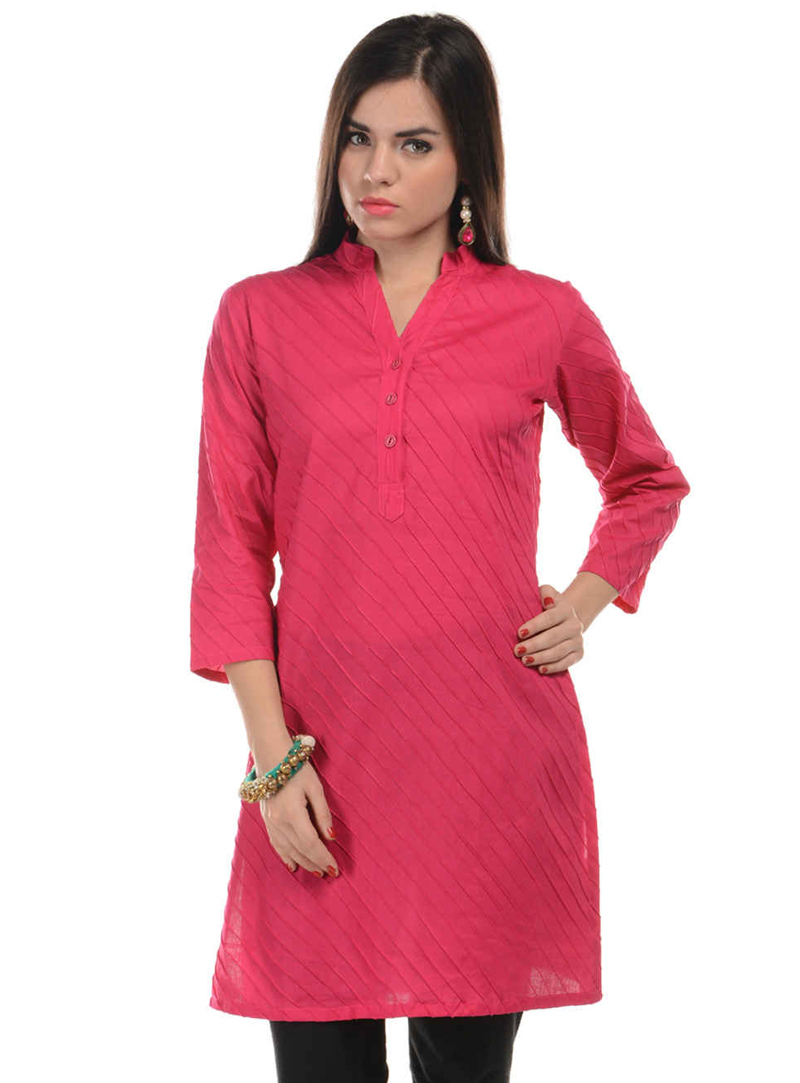 Magenta Cotton Readymade Kurti 105012