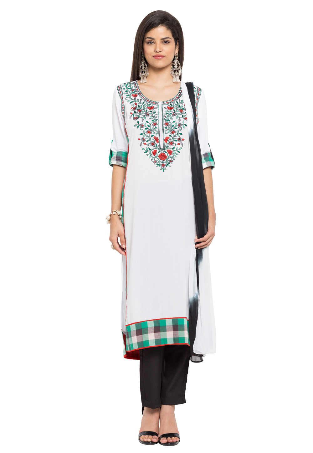 Off White Cotton Readymade Pant Style Suit 230438