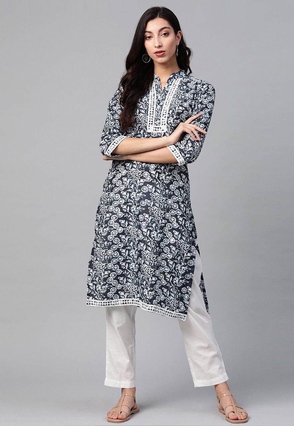 Blue Polyester Kurti 223587