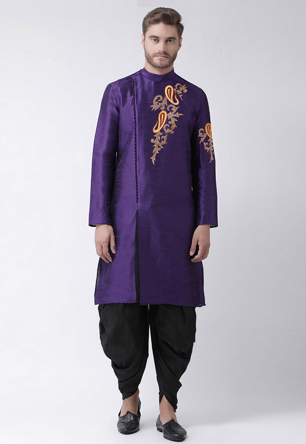 Purple Dupion Silk Dhoti Kurta 236183