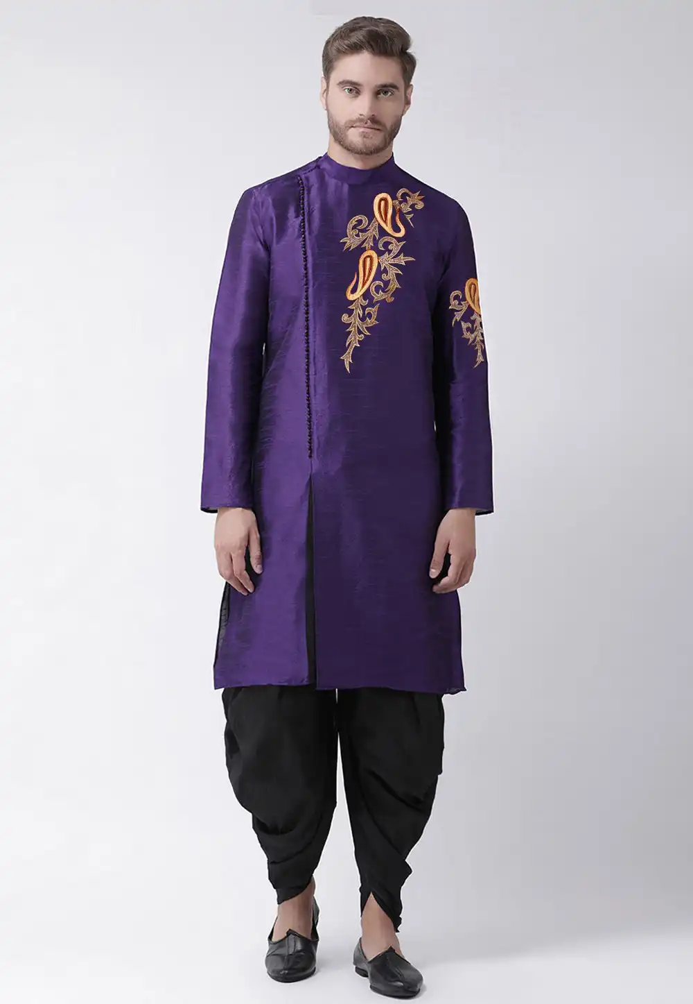 Purple Dupion Silk Dhoti Kurta 236183