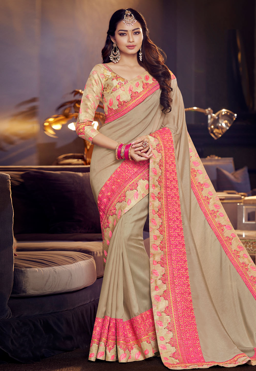 Beige Silk Festival Wear Saree 164790