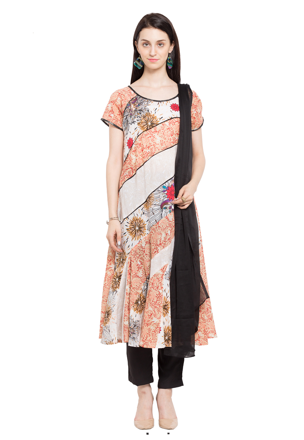 Peach Cotton Readymade Pant Style Suit 230460