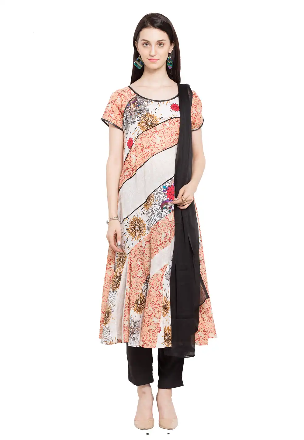 Peach Cotton Readymade Pant Style Suit 230460