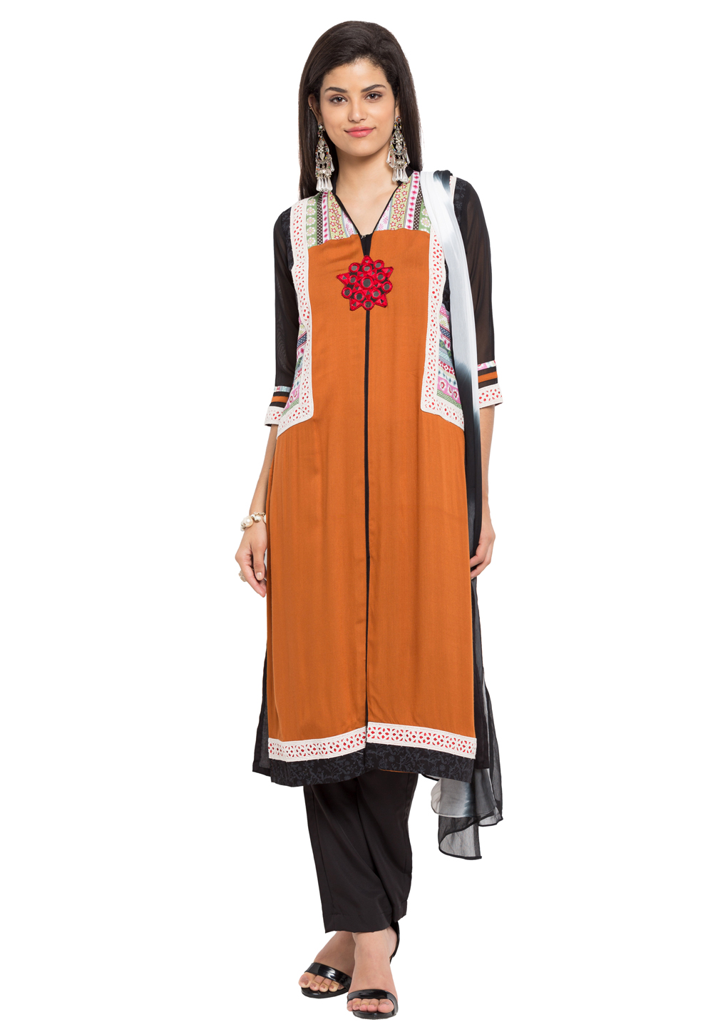 Mustard Cotton Readymade Pant Style Suit 230462