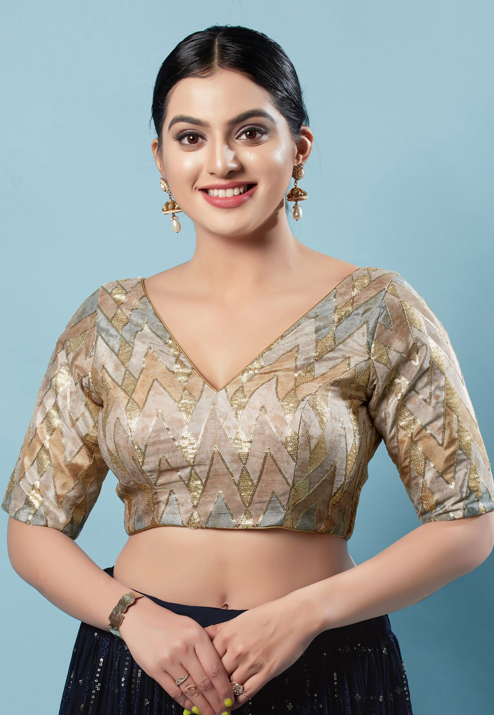 Beige Silk Readymade Blouse 276466
