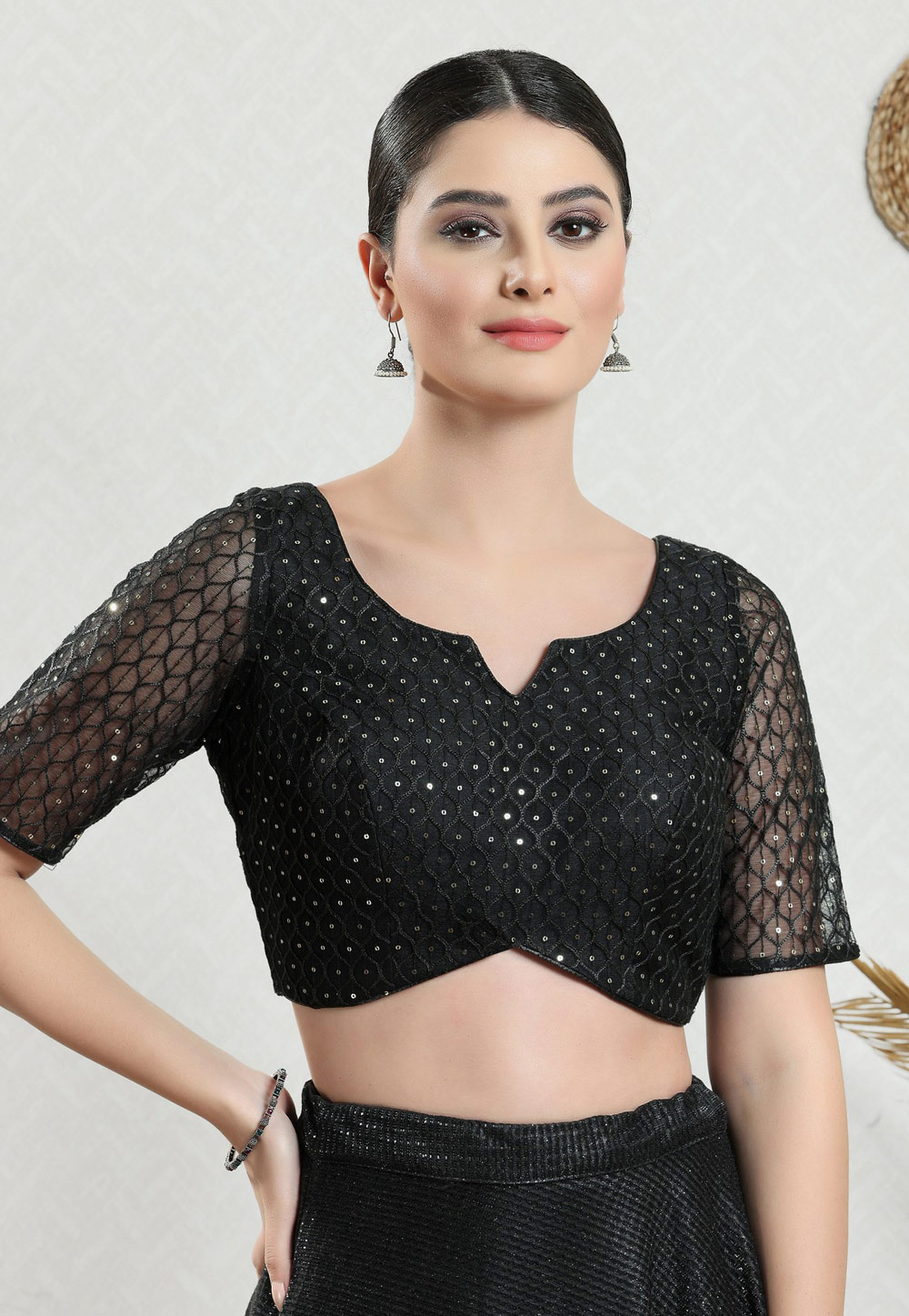 Black Net Readymade Blouse 276481