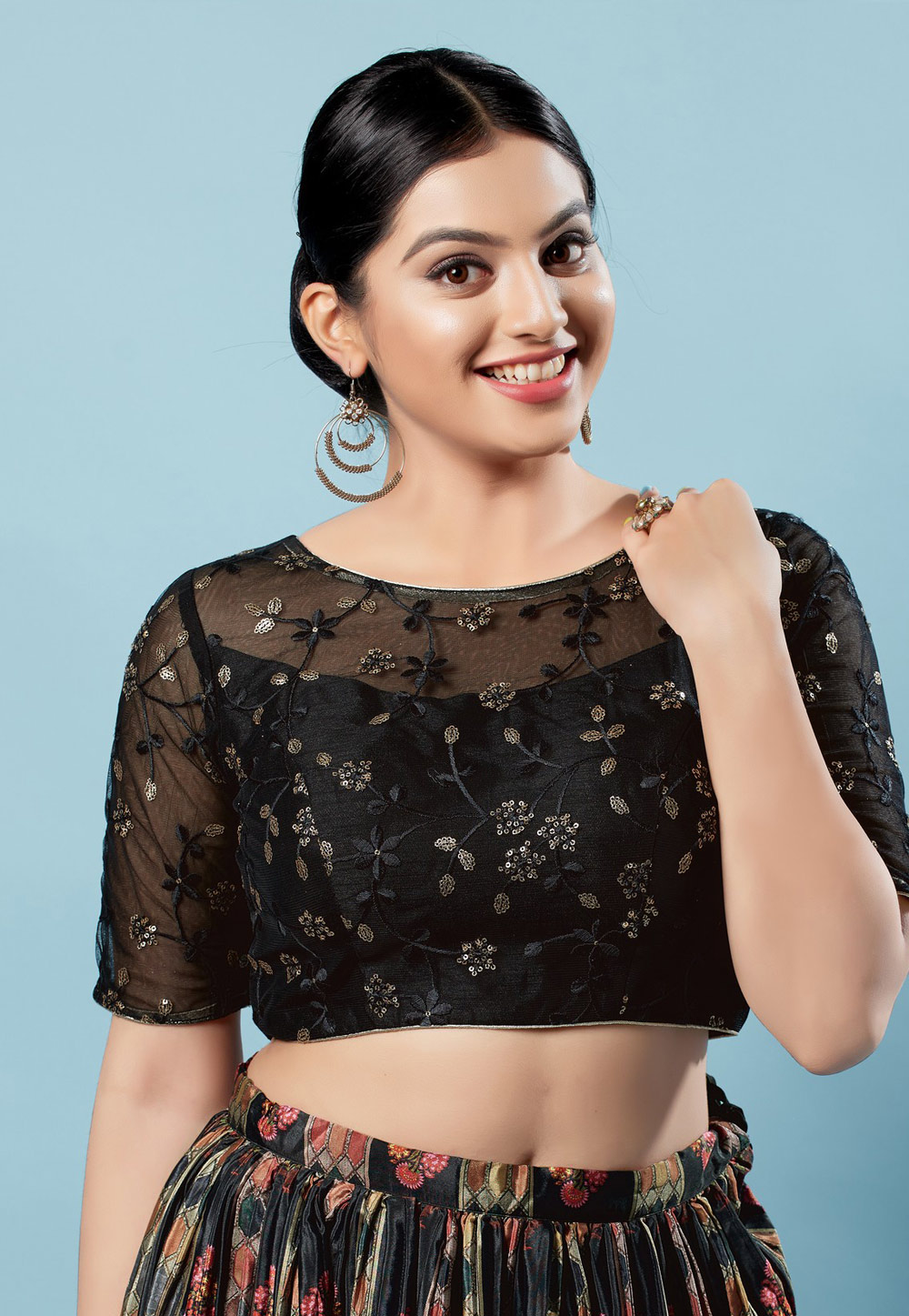 Black Net Readymade Blouse 276483