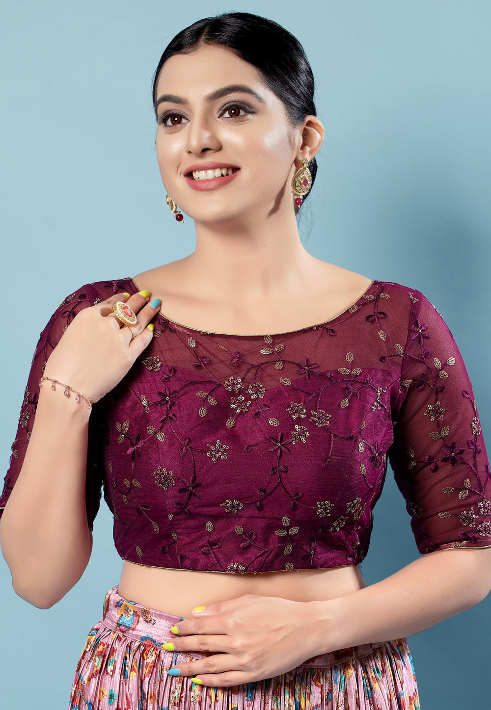 Wine Net Readymade Blouse 276486