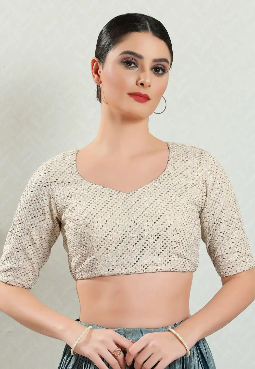 Cream Brocade Readymade Blouse 276679