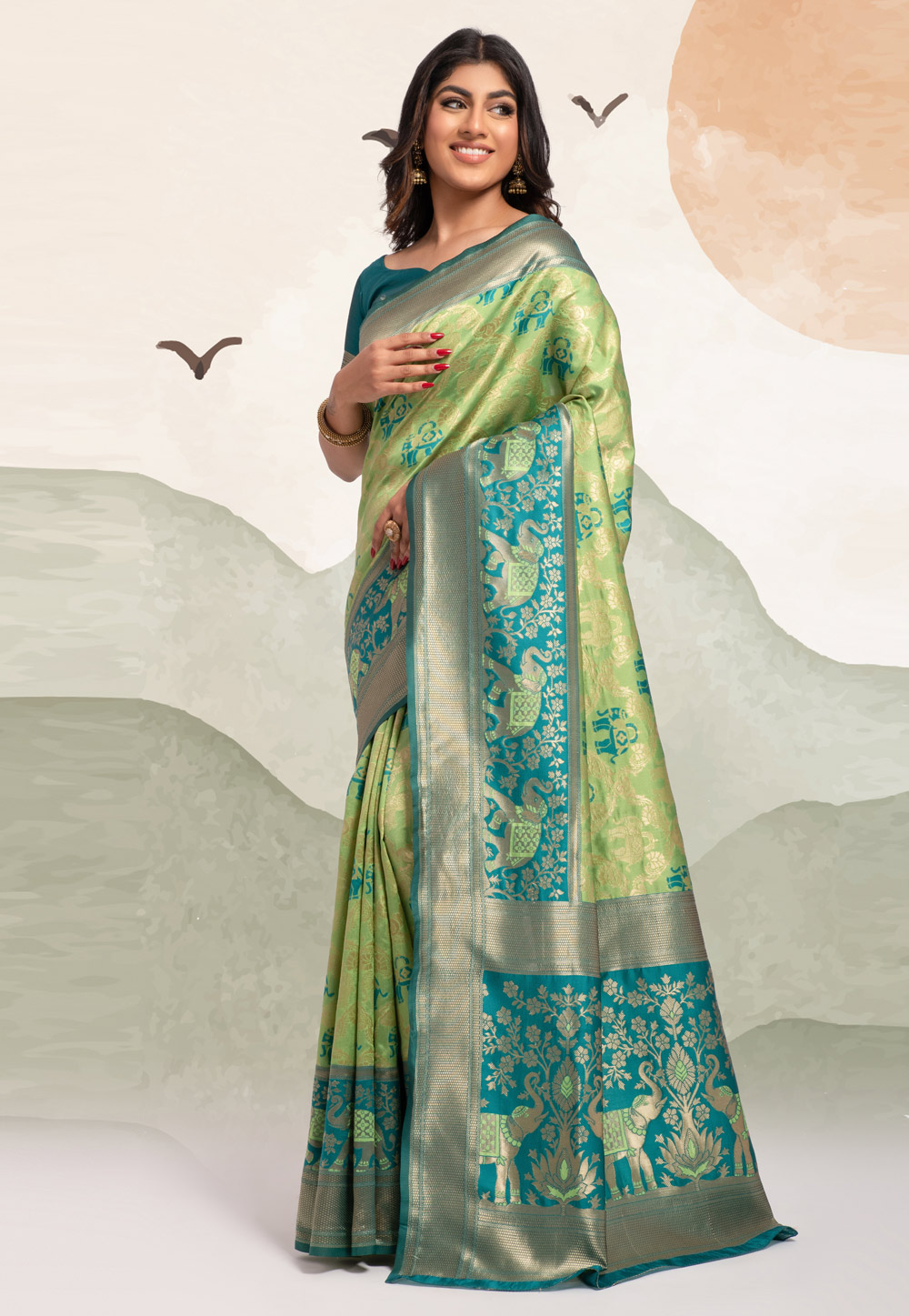 Light Green Banarasi Silk Saree 263902