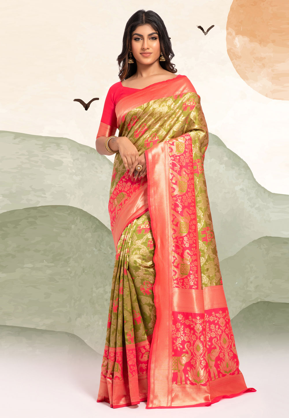 Light Green Banarasi Silk Saree 263906
