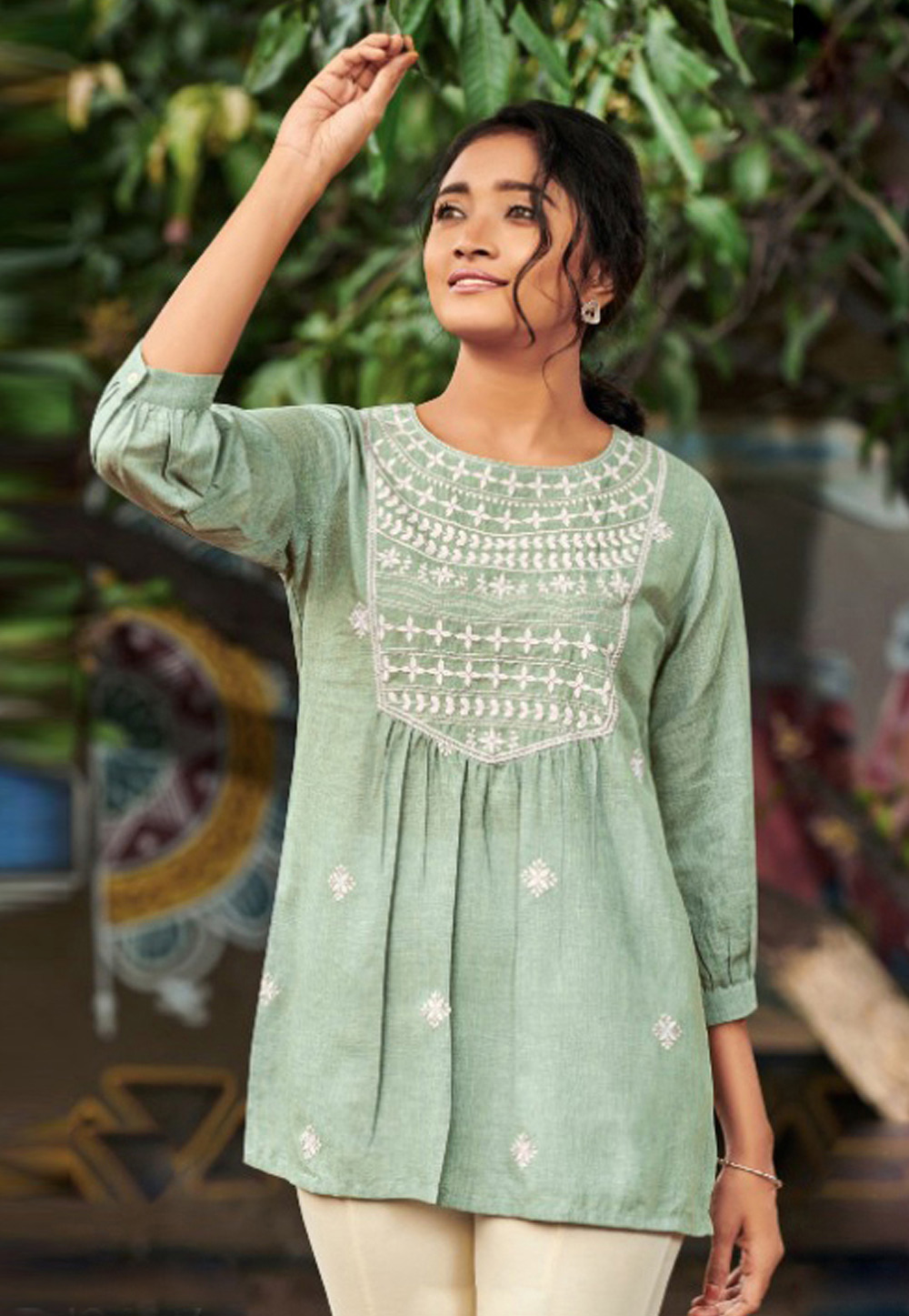 Pista Green Cotton Tunic 224306