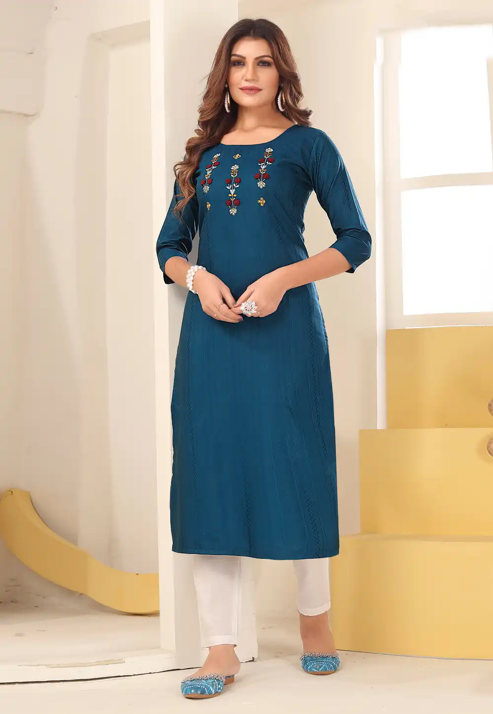 Navy Blue Silk Long Tunic 277588