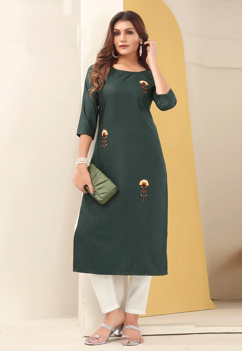 Green Silk Long Tunic 277590
