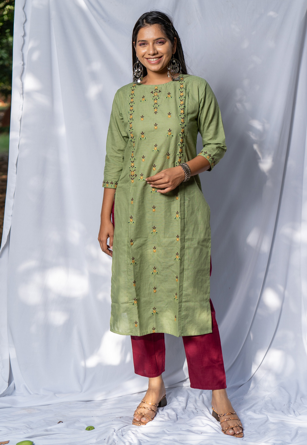 Pista Green Cotton Tunic 224316