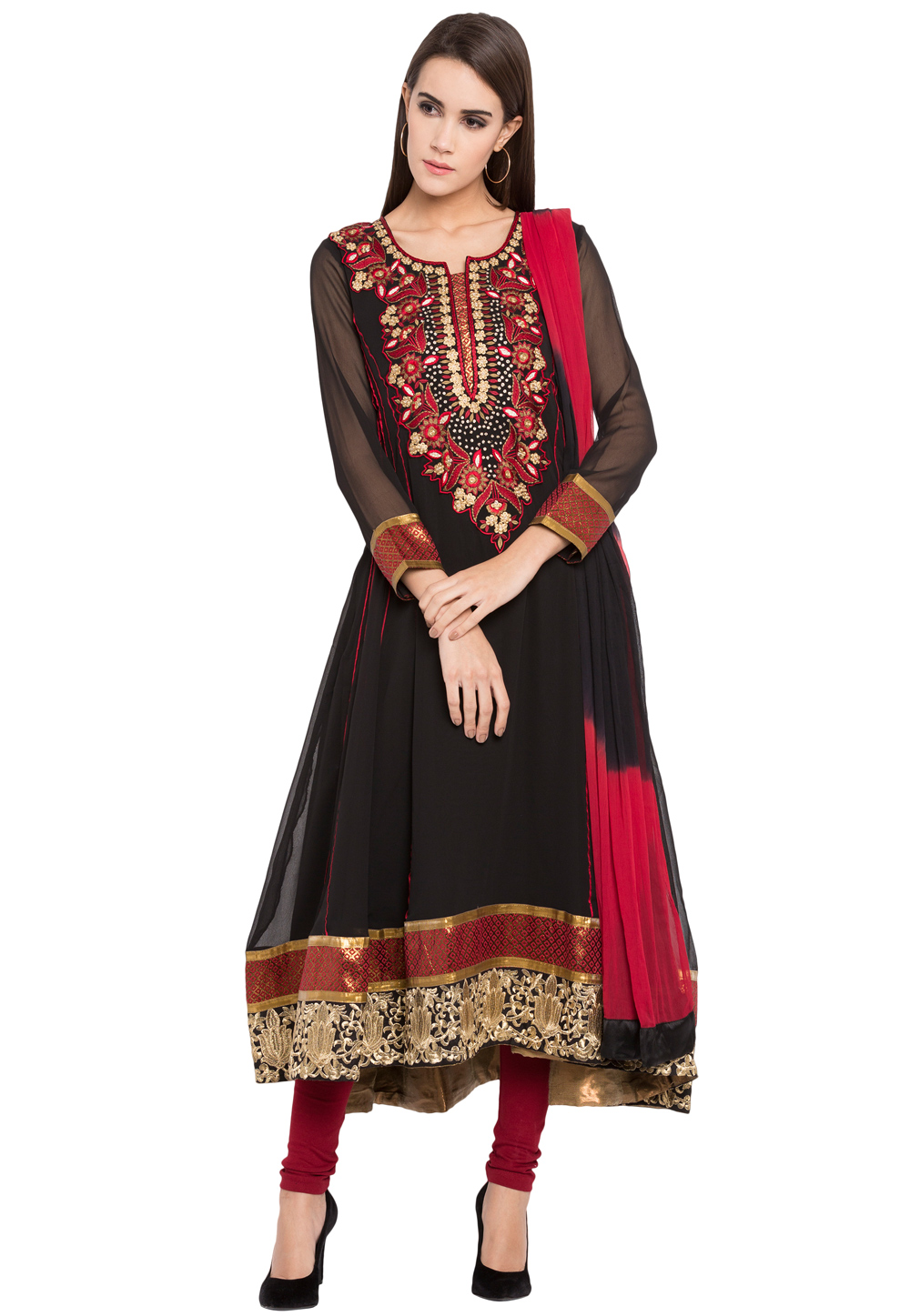 Black Georgette Readymade Anarkali Suit 238544