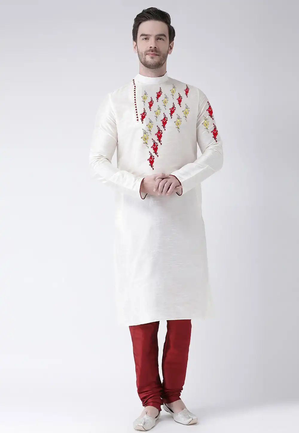 Off White Dupion Silk Kurta Pajama 236187