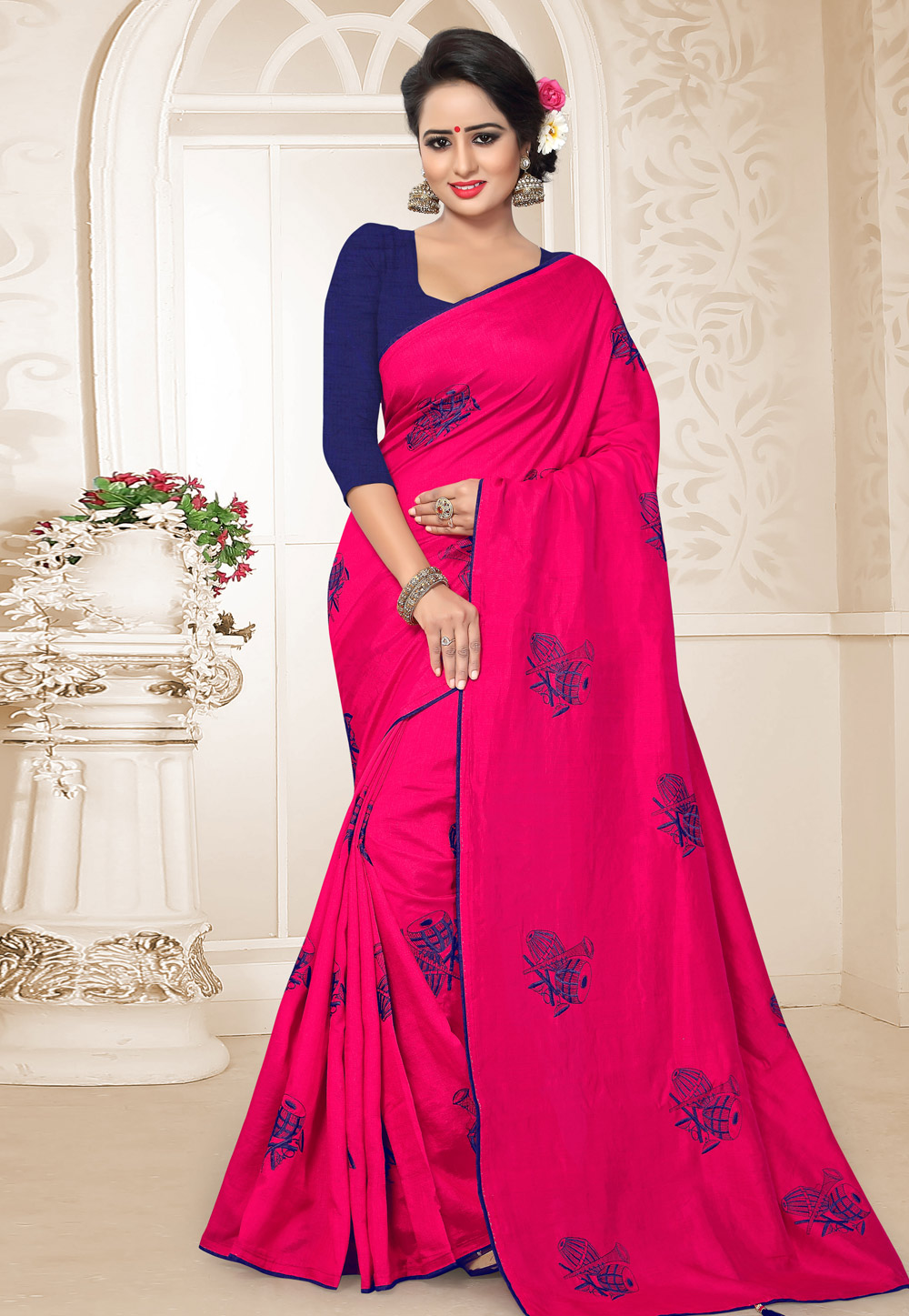 Magenta Silk Festival Wear Saree 183624