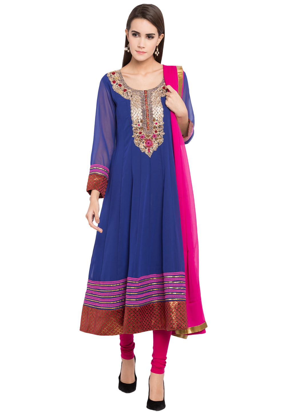 Blue Georgette Readymade Anarkali Suit 238560