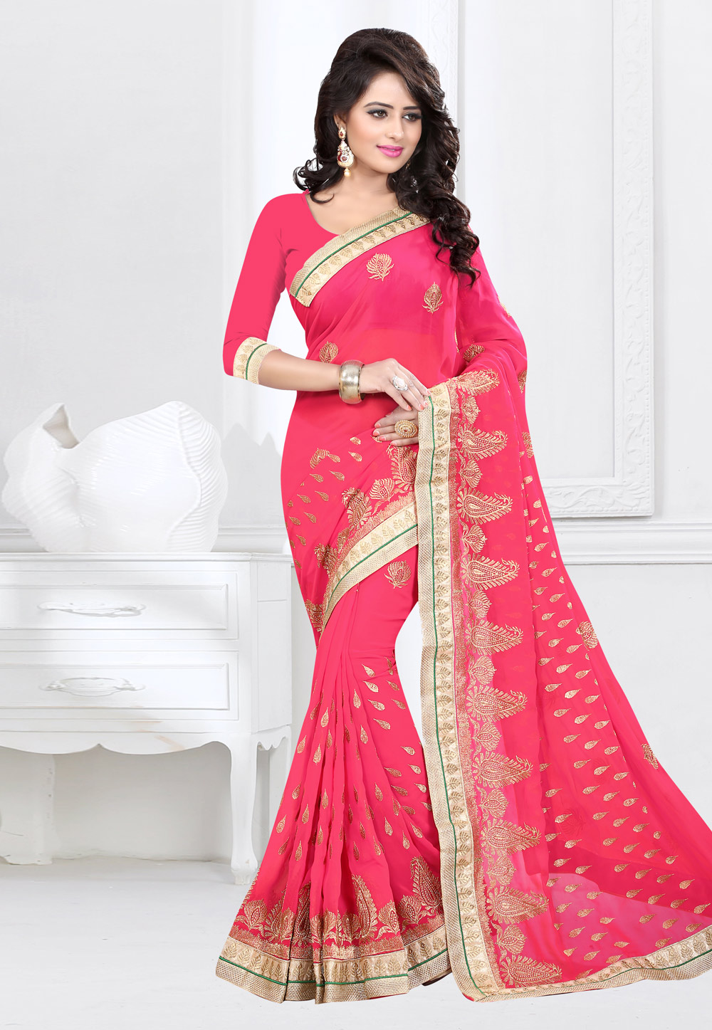 Pink Georgette Festival Wear Saree 183051
