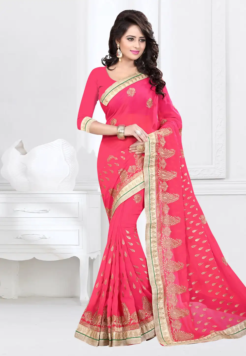 Pink Georgette Festival Wear Saree 183051
