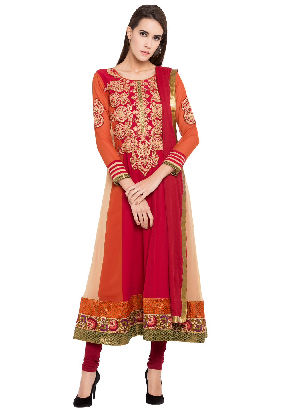 Maroon Georgette Readymade Anarkali Suit 238566