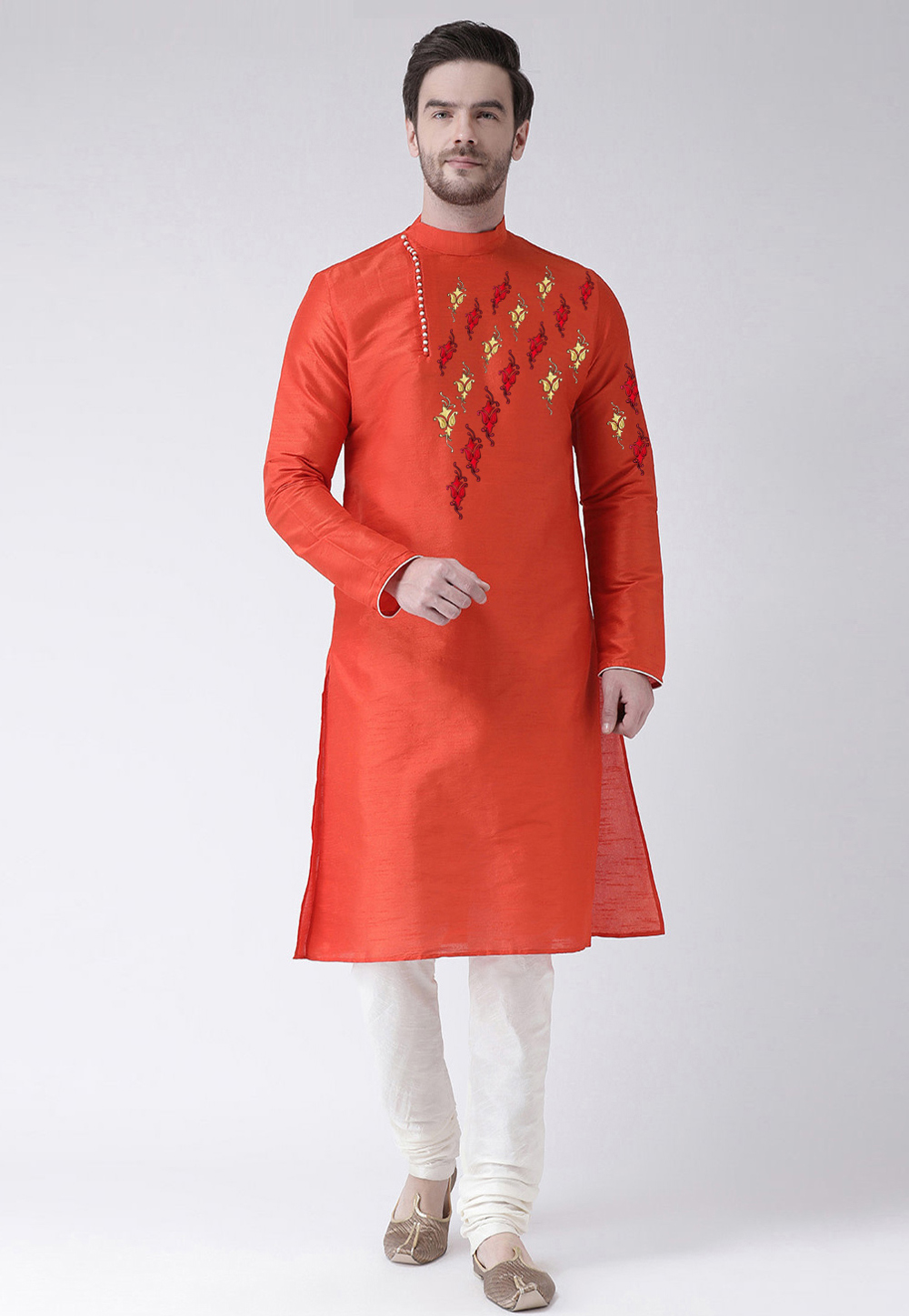 Orange Dupion Silk Kurta Pajama 236190