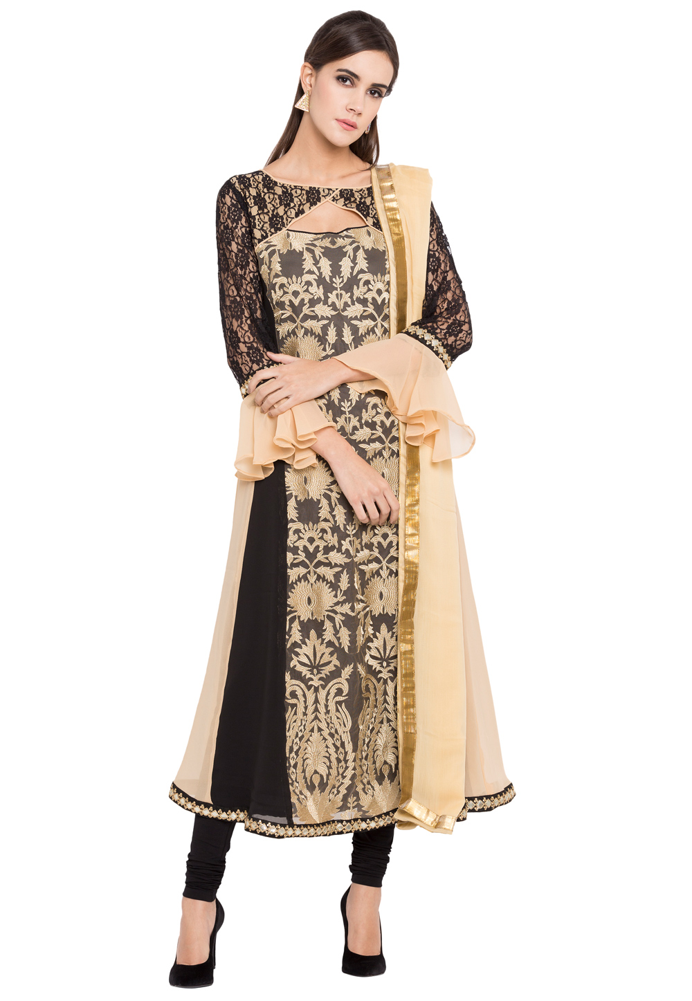 Beige Georgette Readymade Anarkali Suit 238578