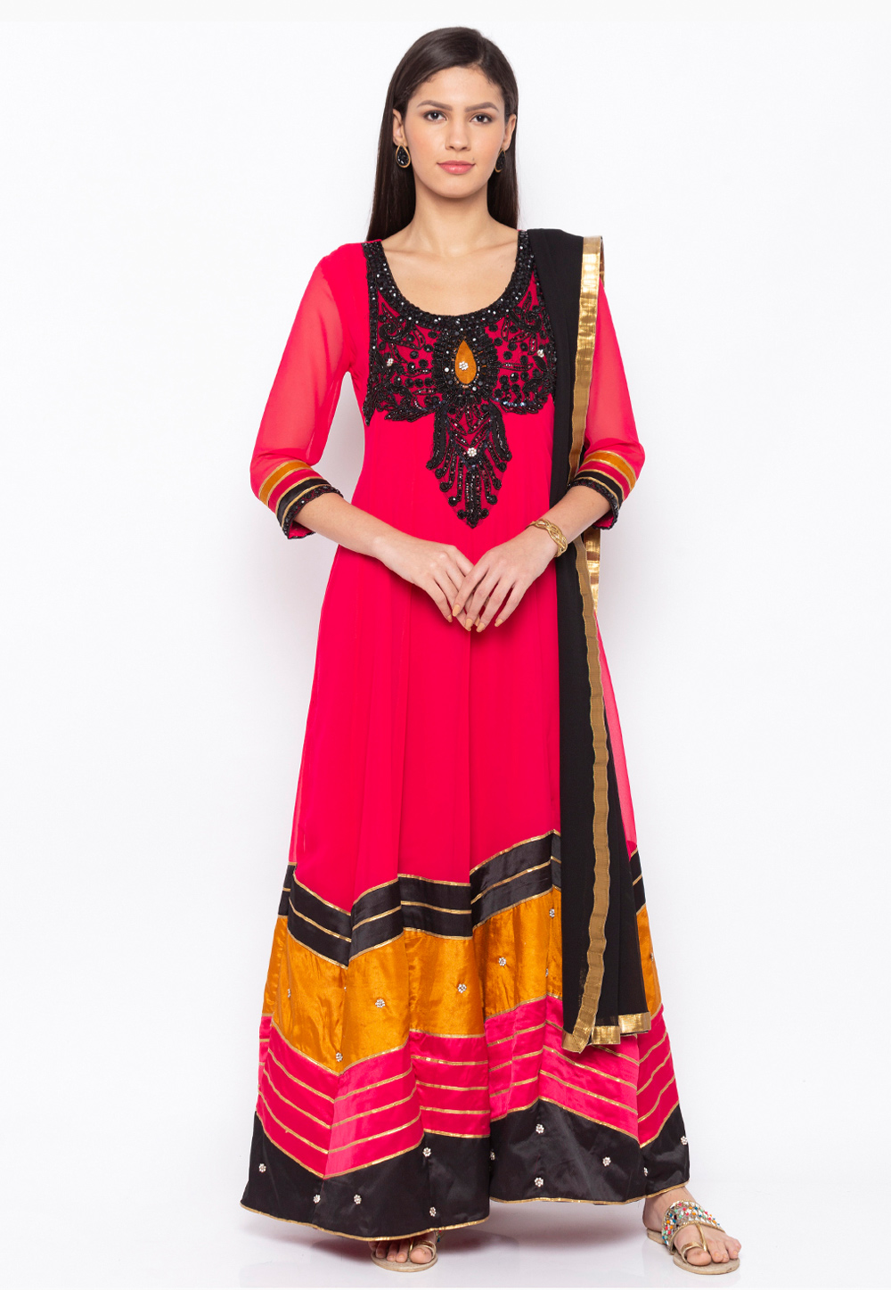 Magenta Georgette Readymade Anarkali Suit 223450