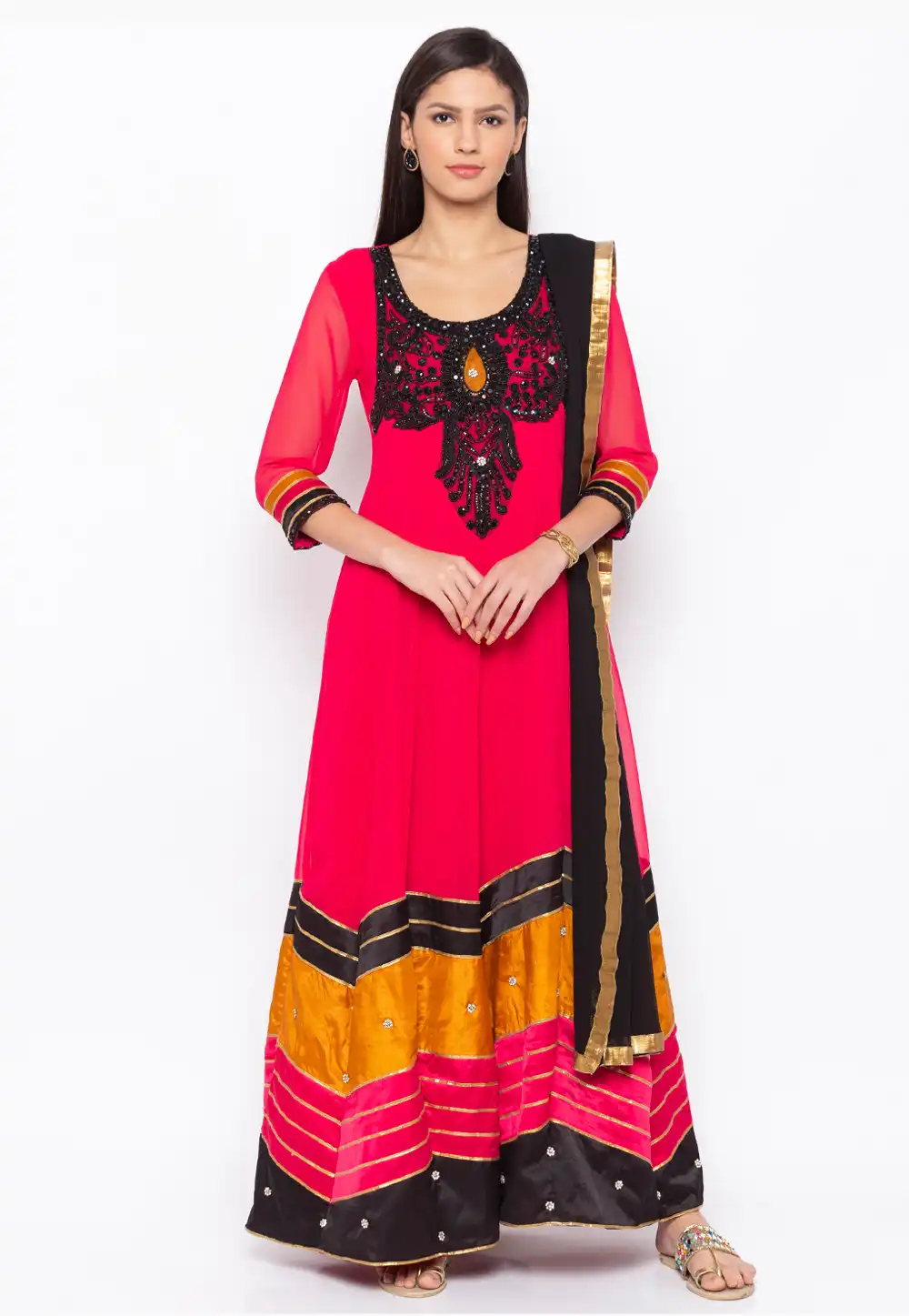 Magenta Georgette Readymade Anarkali Suit 223450