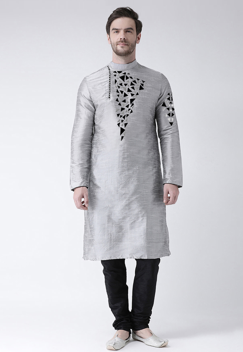 Grey Dupion Silk Kurta Pajama 236193
