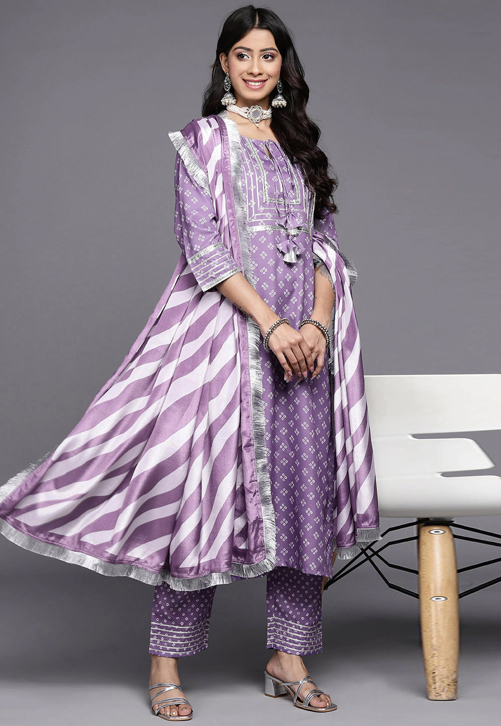 Light Purple Cotton Readymade Pant Style Suit 254319