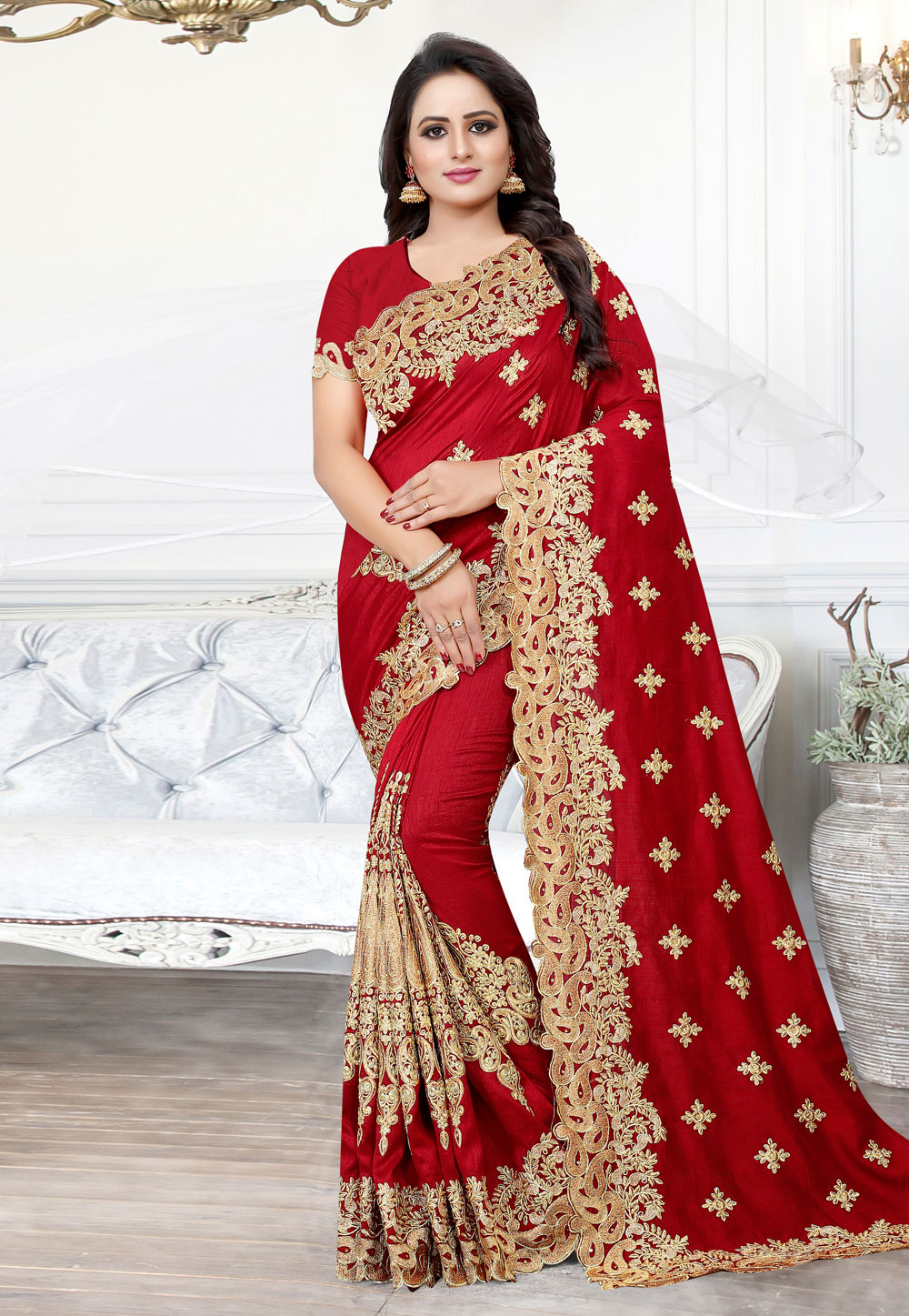 Maroon Silk Festival Wear Saree 184758
