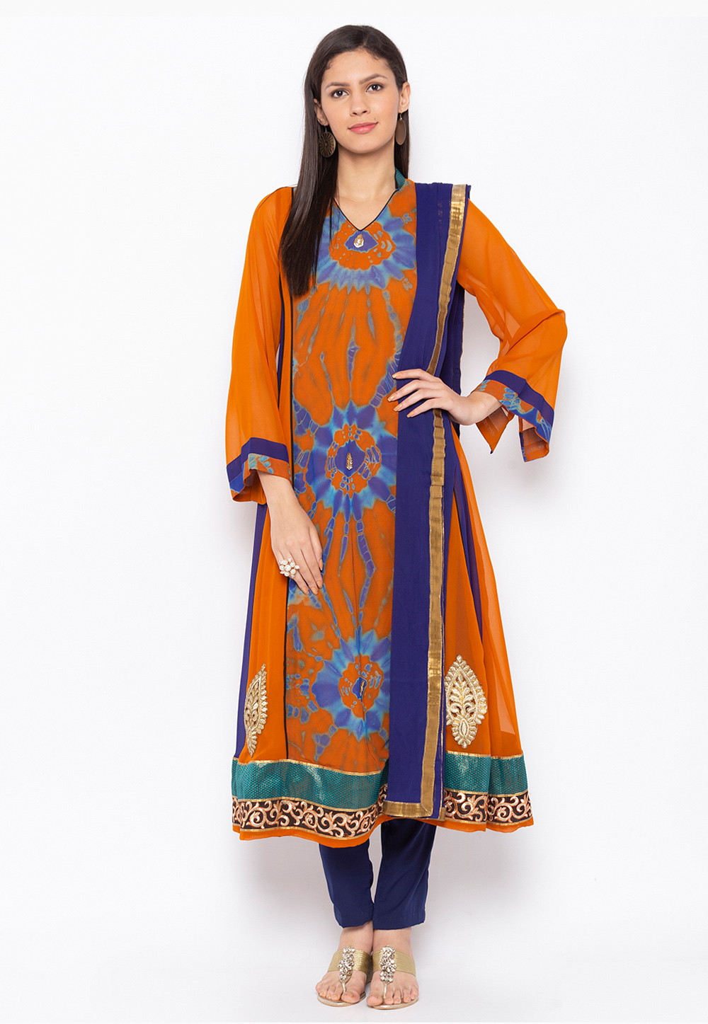 Mustard Georgette Readymade Pant Style Suit 223453