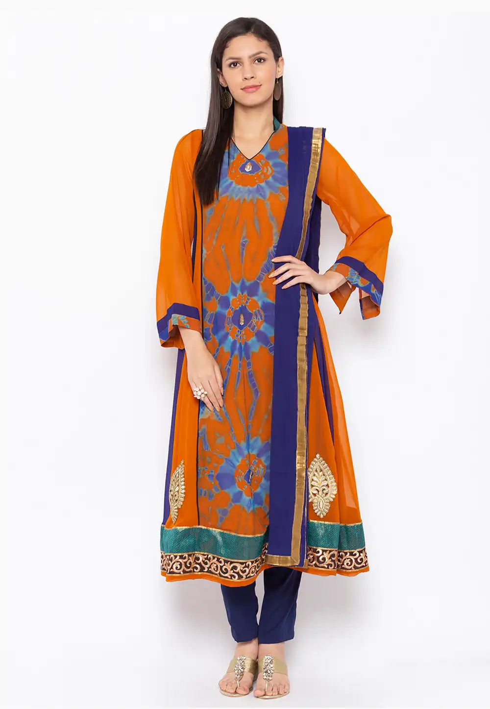 Mustard Georgette Readymade Pant Style Suit 223453