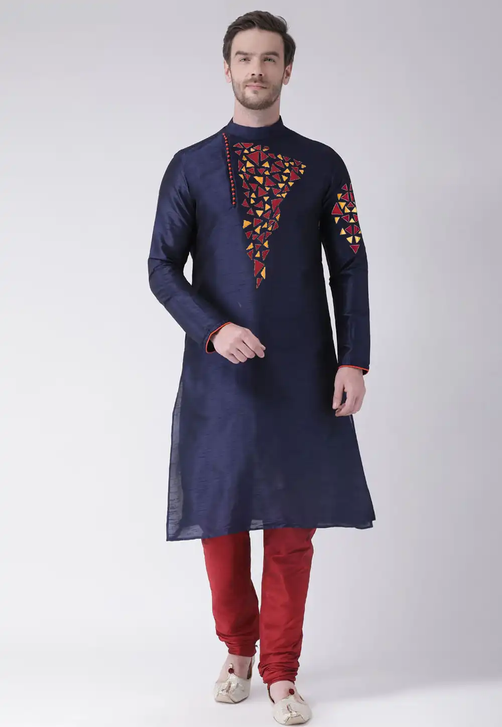 Navy Blue Dupion Silk Kurta Pajama 236194