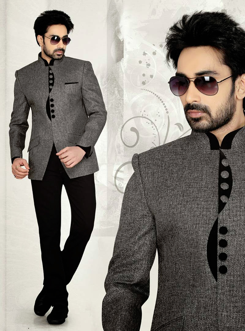 Grey Jute Silk Designer Blazer 47857